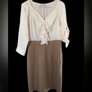 LOFT Cream and Tan Pencil Skirt
